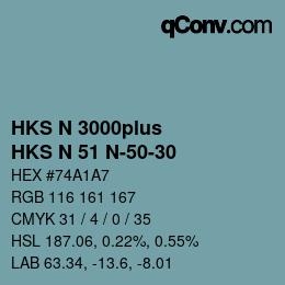 颜色代码: HKS N 3000plus - HKS N 51 N-50-30 | qconv.com