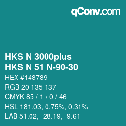 Color code: HKS N 3000plus - HKS N 51 N-90-30 | qconv.com