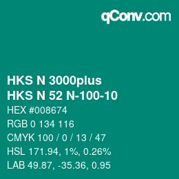 Color code: HKS N 3000plus - HKS N 52 N-100-10 | qconv.com