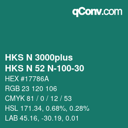Color code: HKS N 3000plus - HKS N 52 N-100-30 | qconv.com