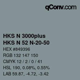 Color code: HKS N 3000plus - HKS N 52 N-20-50 | qconv.com