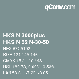 Color code: HKS N 3000plus - HKS N 52 N-30-50 | qconv.com