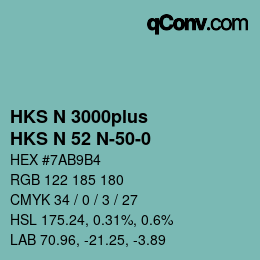 Color code: HKS N 3000plus - HKS N 52 N-50-0 | qconv.com