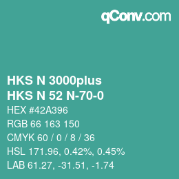 Color code: HKS N 3000plus - HKS N 52 N-70-0 | qconv.com