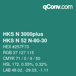 Code couleur: HKS N 3000plus - HKS N 52 N-80-30 | qconv.com