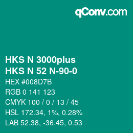 Color code: HKS N 3000plus - HKS N 52 N-90-0 | qconv.com