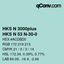 Color code: HKS N 3000plus - HKS N 53 N-30-0 | qconv.com