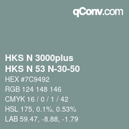 Color code: HKS N 3000plus - HKS N 53 N-30-50 | qconv.com