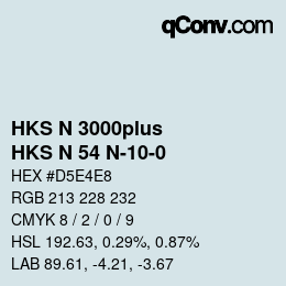 Color code: HKS N 3000plus - HKS N 54 N-10-0 | qconv.com