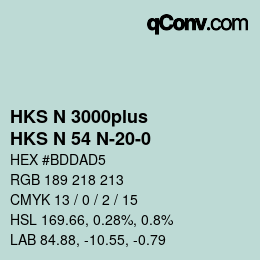 Farbcode: HKS N 3000plus - HKS N 54 N-20-0 | qconv.com