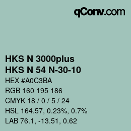 Color code: HKS N 3000plus - HKS N 54 N-30-10 | qconv.com