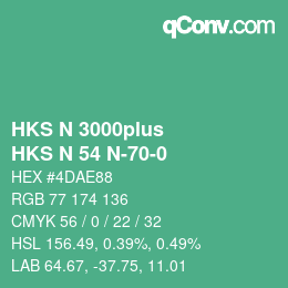 Color code: HKS N 3000plus - HKS N 54 N-70-0 | qconv.com