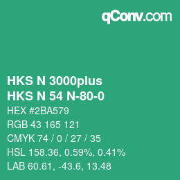 Color code: HKS N 3000plus - HKS N 54 N-80-0 | qconv.com