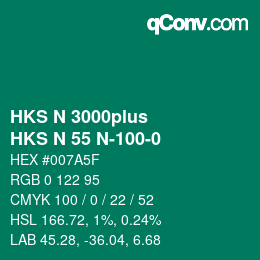 Color code: HKS N 3000plus - HKS N 55 N-100-0 | qconv.com