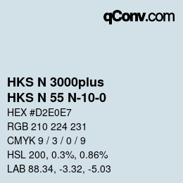 Color code: HKS N 3000plus - HKS N 55 N-10-0 | qconv.com
