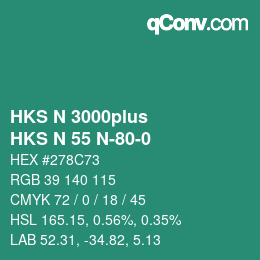 Color code: HKS N 3000plus - HKS N 55 N-80-0 | qconv.com