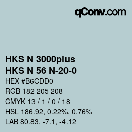 Código de color: HKS N 3000plus - HKS N 56 N-20-0 | qconv.com
