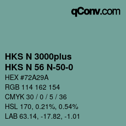 Color code: HKS N 3000plus - HKS N 56 N-50-0 | qconv.com
