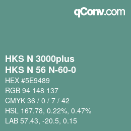 Color code: HKS N 3000plus - HKS N 56 N-60-0 | qconv.com
