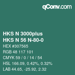 Color code: HKS N 3000plus - HKS N 56 N-80-0 | qconv.com
