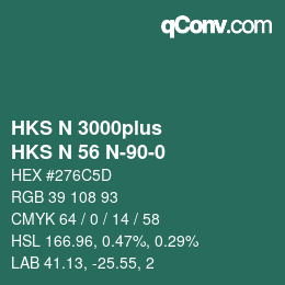 Color code: HKS N 3000plus - HKS N 56 N-90-0 | qconv.com