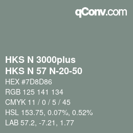 Color code: HKS N 3000plus - HKS N 57 N-20-50 | qconv.com