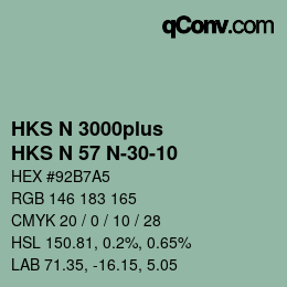 Color code: HKS N 3000plus - HKS N 57 N-30-10 | qconv.com