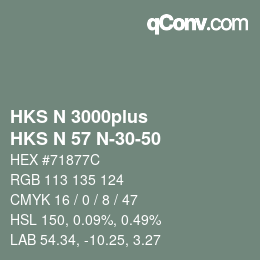 Color code: HKS N 3000plus - HKS N 57 N-30-50 | qconv.com