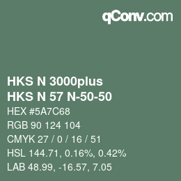 Color code: HKS N 3000plus - HKS N 57 N-50-50 | qconv.com