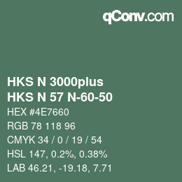 Código de color: HKS N 3000plus - HKS N 57 N-60-50 | qconv.com