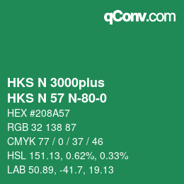 Color code: HKS N 3000plus - HKS N 57 N-80-0 | qconv.com