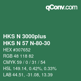 Color code: HKS N 3000plus - HKS N 57 N-80-30 | qconv.com