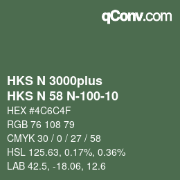 Color code: HKS N 3000plus - HKS N 58 N-100-10 | qconv.com