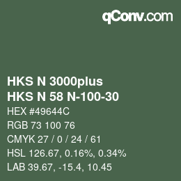 Código de color: HKS N 3000plus - HKS N 58 N-100-30 | qconv.com