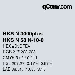 Color code: HKS N 3000plus - HKS N 58 N-10-0 | qconv.com