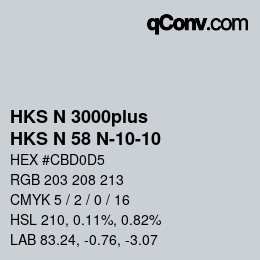 Código de color: HKS N 3000plus - HKS N 58 N-10-10 | qconv.com