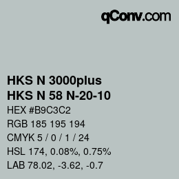 Color code: HKS N 3000plus - HKS N 58 N-20-10 | qconv.com