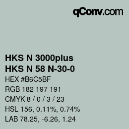 Color code: HKS N 3000plus - HKS N 58 N-30-0 | qconv.com