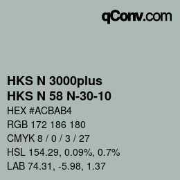 Code couleur: HKS N 3000plus - HKS N 58 N-30-10 | qconv.com