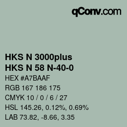 Color code: HKS N 3000plus - HKS N 58 N-40-0 | qconv.com