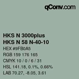 Color code: HKS N 3000plus - HKS N 58 N-40-10 | qconv.com