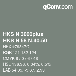 颜色代码: HKS N 3000plus - HKS N 58 N-40-50 | qconv.com