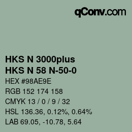 Color code: HKS N 3000plus - HKS N 58 N-50-0 | qconv.com
