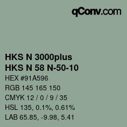 Color code: HKS N 3000plus - HKS N 58 N-50-10 | qconv.com