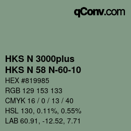 Color code: HKS N 3000plus - HKS N 58 N-60-10 | qconv.com