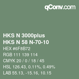 Color code: HKS N 3000plus - HKS N 58 N-70-10 | qconv.com