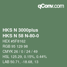 Color code: HKS N 3000plus - HKS N 58 N-80-0 | qconv.com