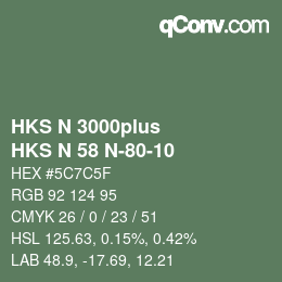 Color code: HKS N 3000plus - HKS N 58 N-80-10 | qconv.com