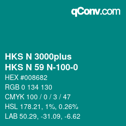 颜色代码: HKS N 3000plus - HKS N 59 N-100-0 | qconv.com