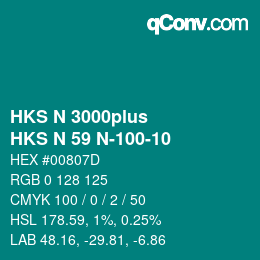 Farbcode: HKS N 3000plus - HKS N 59 N-100-10 | qconv.com